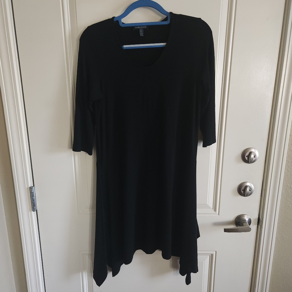 Eileen Fisher Women's Black Tunic Top Blouse Petite Large PL
